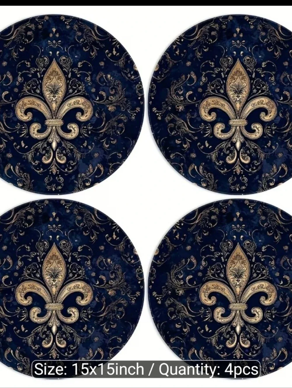 4 Piece Fleur De Lis Design Dinner Mats. 15 Inch